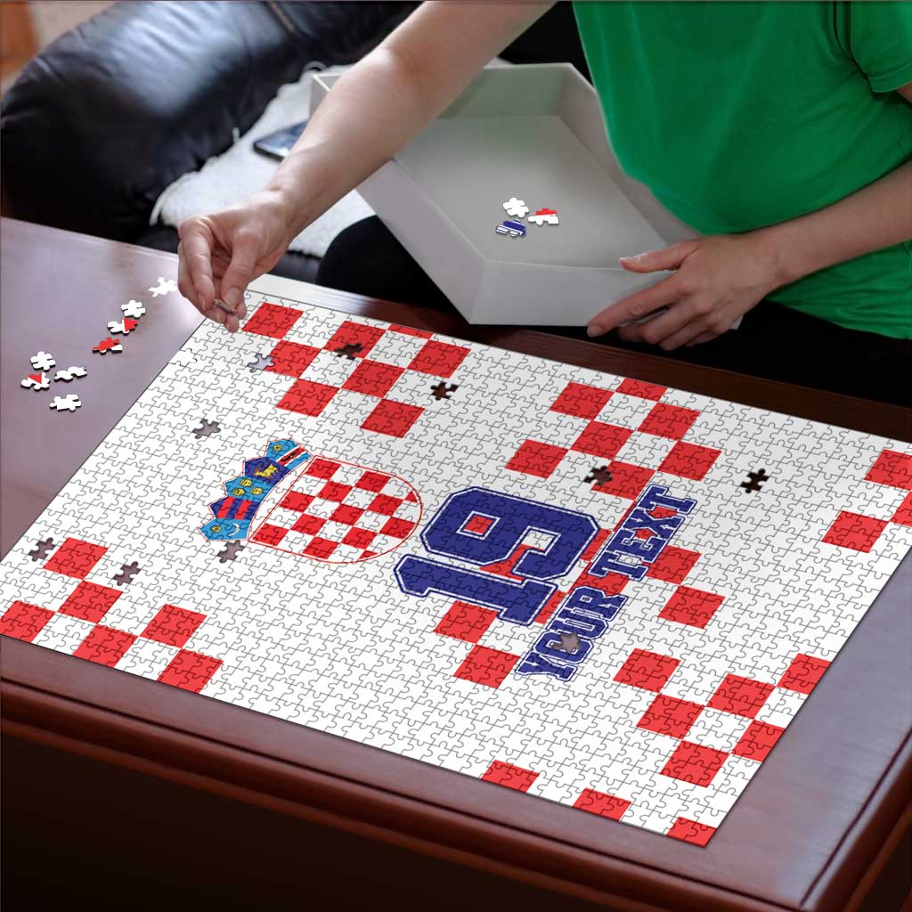Custom Croatia National Heritage Puzzle Red and White Checkerboard Design - Wonder Print Shop