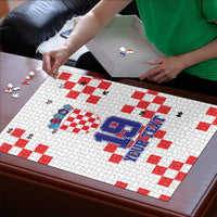 Custom Croatia National Heritage Puzzle Red and White Checkerboard Design - Wonder Print Shop