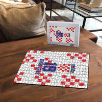 Custom Croatia National Heritage Puzzle Red and White Checkerboard Design - Wonder Print Shop