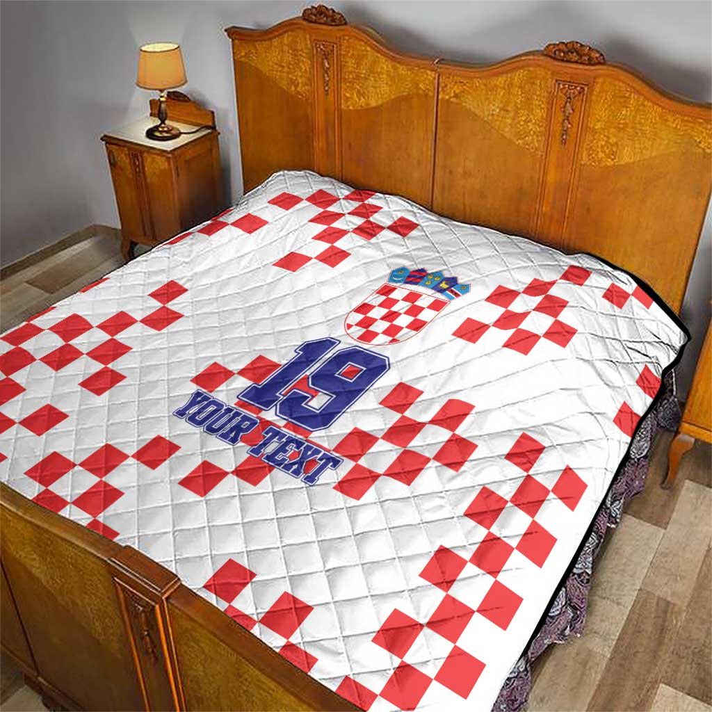 Custom Croatia National Heritage Quilt Red and White Checkerboard Design - Wonder Print Shop