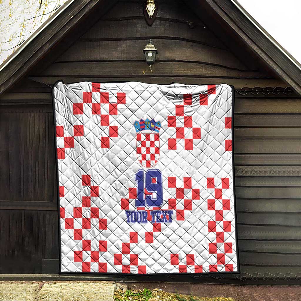 Custom Croatia National Heritage Quilt Red and White Checkerboard Design - Wonder Print Shop