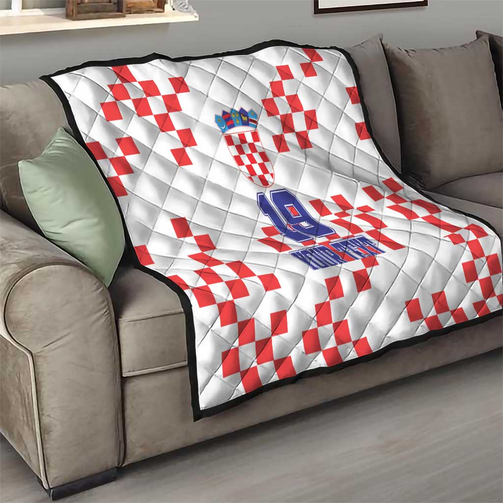 Custom Croatia National Heritage Quilt Red and White Checkerboard Design - Wonder Print Shop