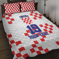 Custom Croatia National Heritage Quilt Bed Set Red and White Checkerboard Design - Wonder Print Shop