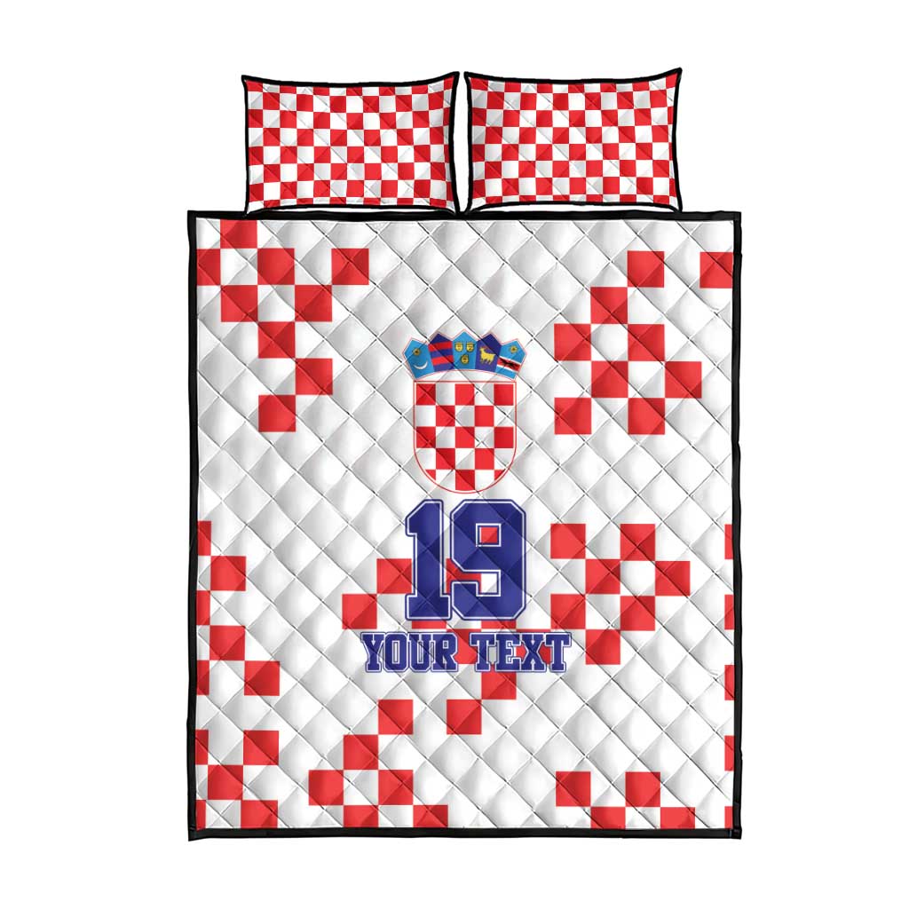Custom Croatia National Heritage Quilt Bed Set Red and White Checkerboard Design - Wonder Print Shop