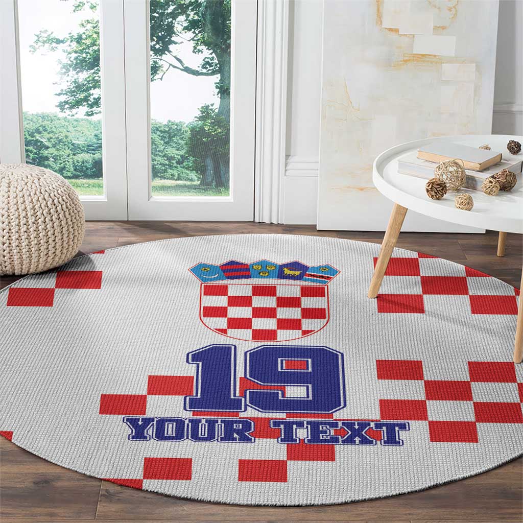Custom Croatia National Heritage Round Carpet Red and White Checkerboard Design - Wonder Print Shop