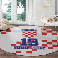Custom Croatia National Heritage Round Carpet Red and White Checkerboard Design - Wonder Print Shop
