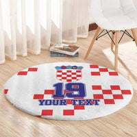 Custom Croatia National Heritage Round Carpet Red and White Checkerboard Design - Wonder Print Shop