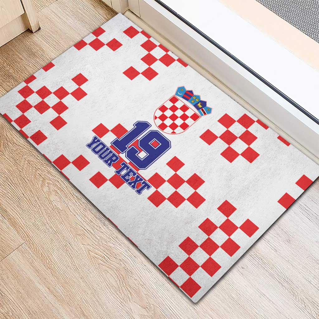 Custom Croatia National Heritage Rubber Doormat Red and White Checkerboard Design - Wonder Print Shop