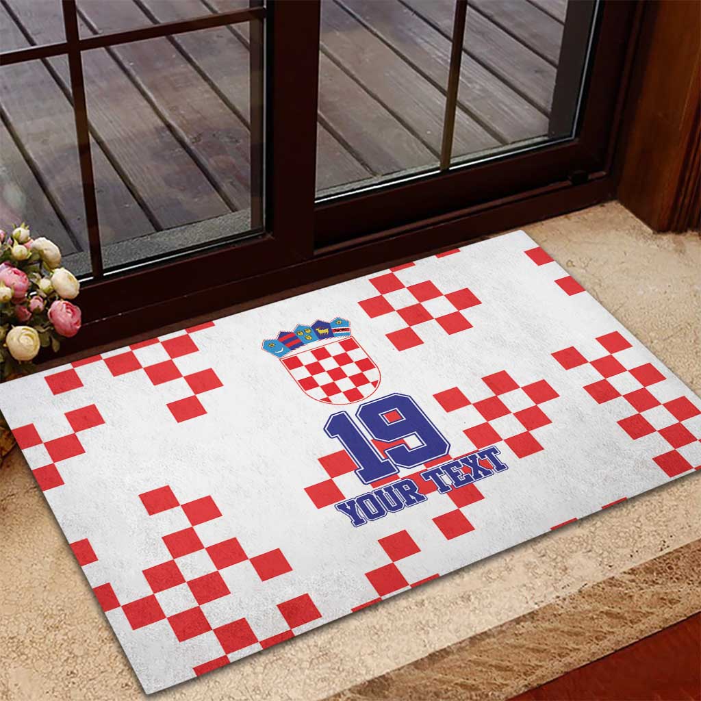 Custom Croatia National Heritage Rubber Doormat Red and White Checkerboard Design - Wonder Print Shop