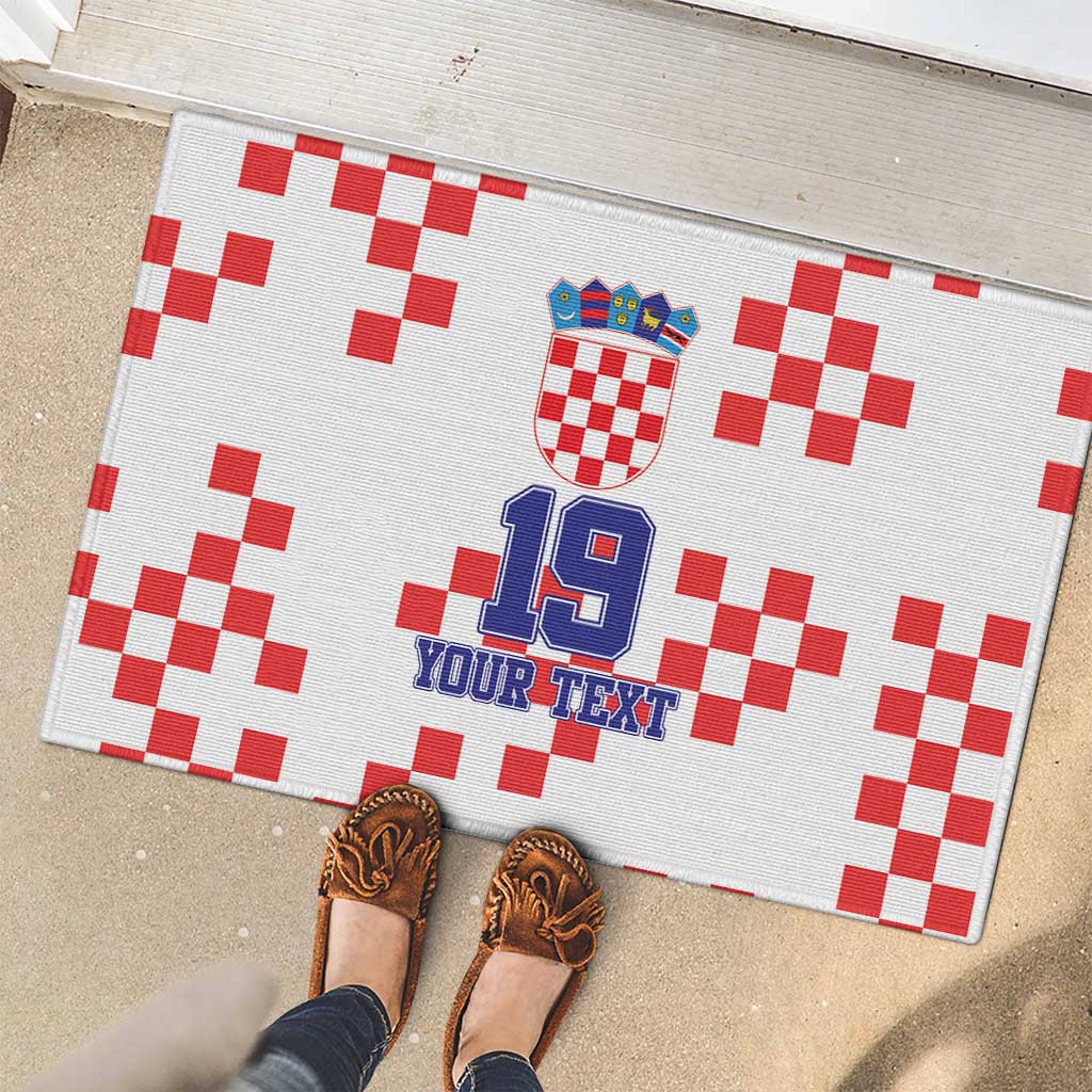 Custom Croatia National Heritage Rubber Doormat Red and White Checkerboard Design - Wonder Print Shop