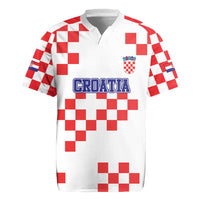 Custom Croatia National Heritage Rugby Jersey Red and White Checkerboard Design - Wonder Print Shop