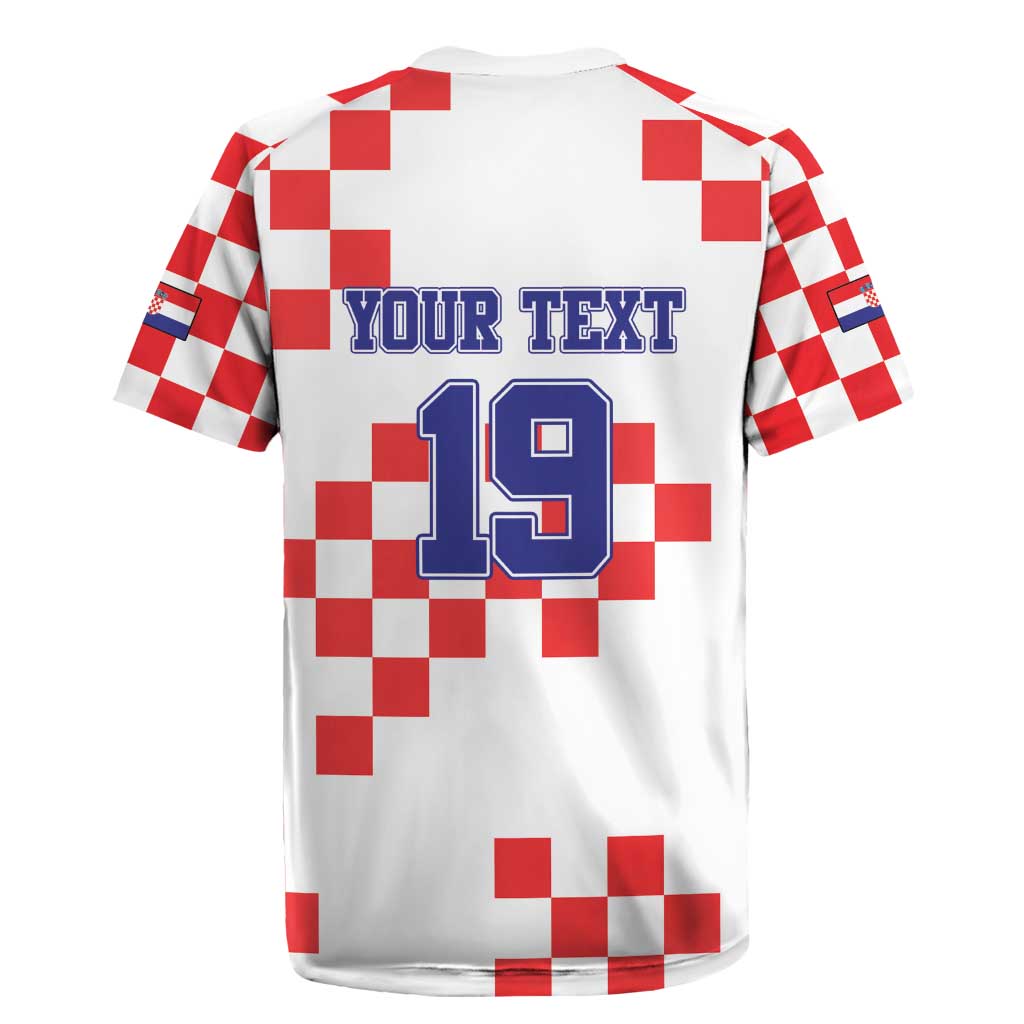 Custom Croatia National Heritage Rugby Jersey Red and White Checkerboard Design - Wonder Print Shop