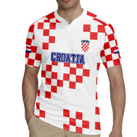 Custom Croatia National Heritage Rugby Jersey Red and White Checkerboard Design - Wonder Print Shop