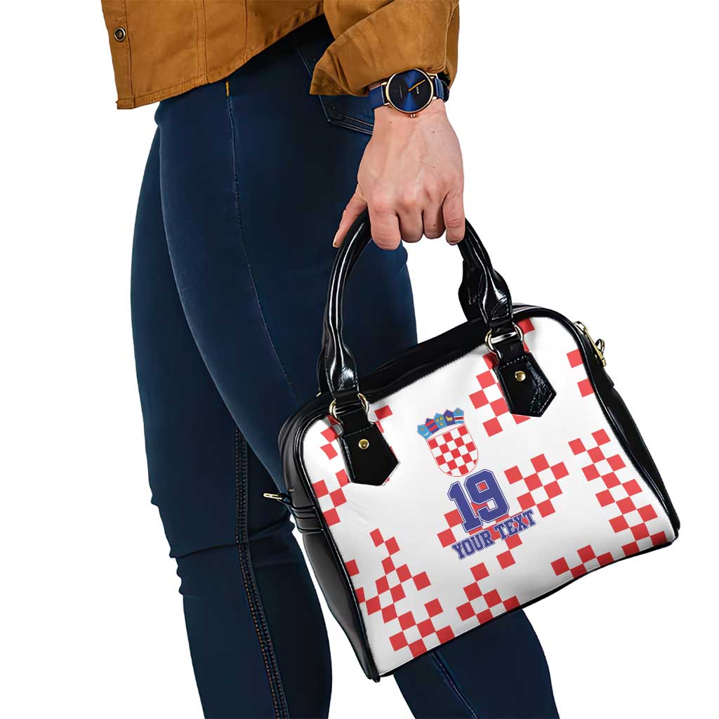 Custom Croatia National Heritage Shoulder Handbag Red and White Checkerboard Design - Wonder Print Shop