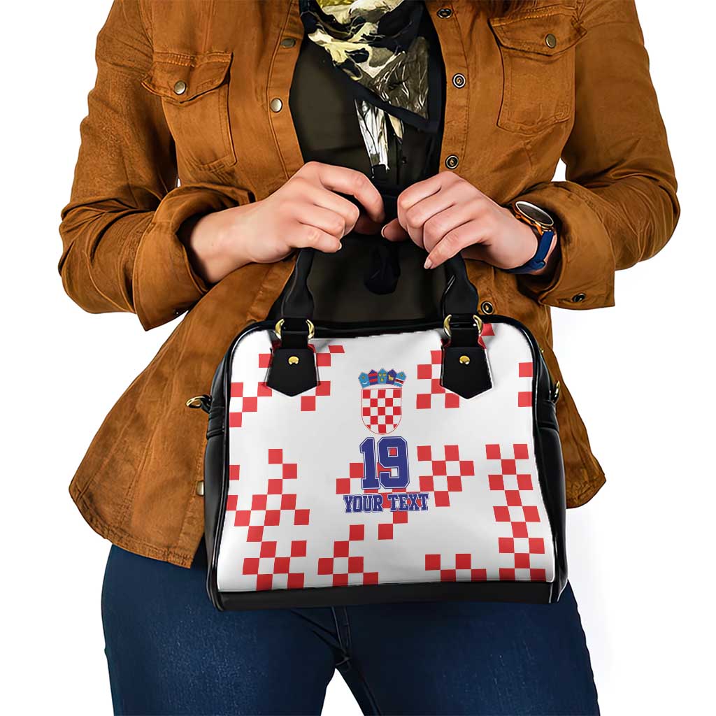 Custom Croatia National Heritage Shoulder Handbag Red and White Checkerboard Design - Wonder Print Shop