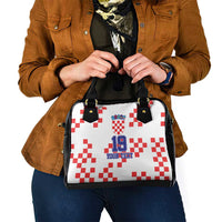 Custom Croatia National Heritage Shoulder Handbag Red and White Checkerboard Design - Wonder Print Shop