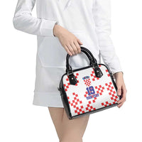 Custom Croatia National Heritage Shoulder Handbag Red and White Checkerboard Design - Wonder Print Shop