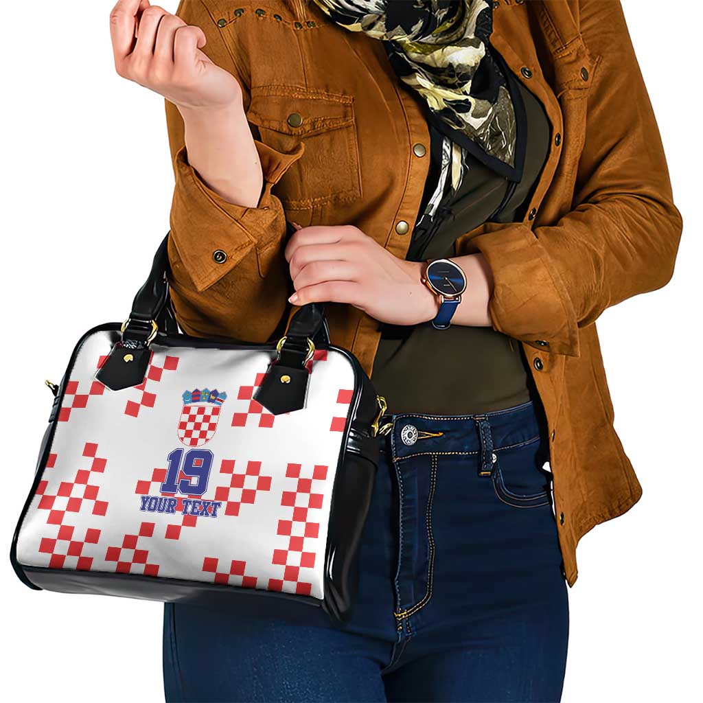 Custom Croatia National Heritage Shoulder Handbag Red and White Checkerboard Design - Wonder Print Shop