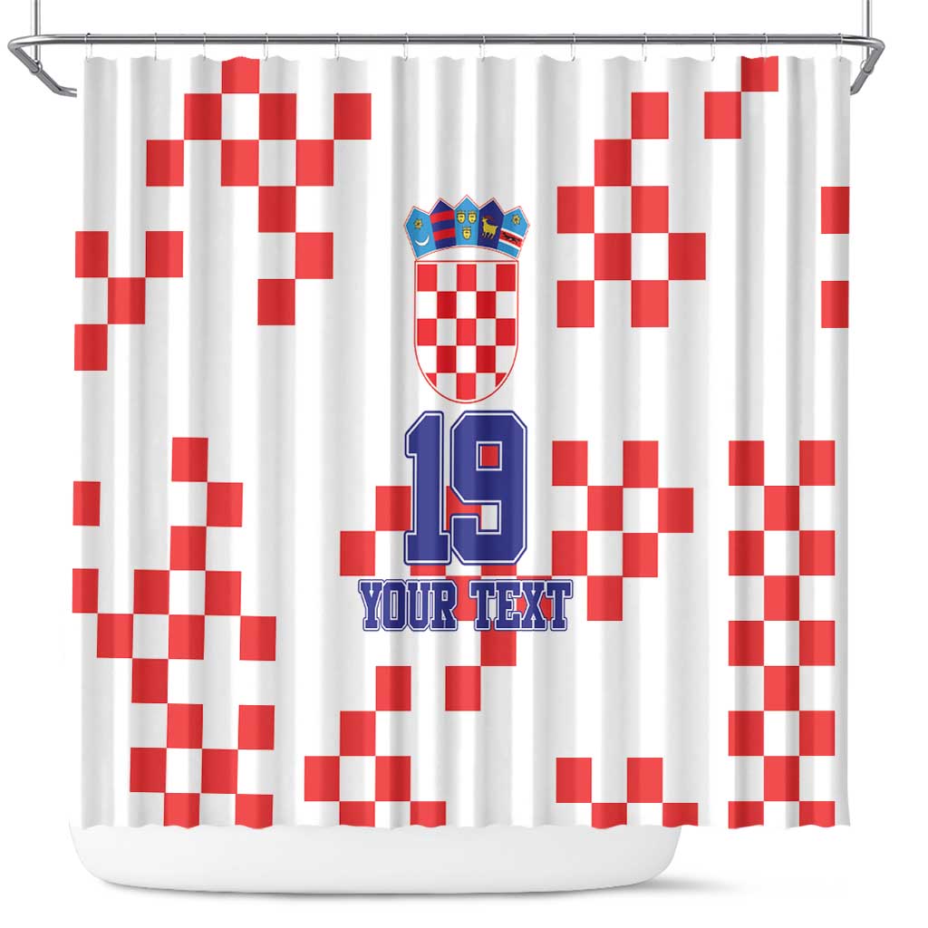 Custom Croatia National Heritage Shower Curtain Red and White Checkerboard Design - Wonder Print Shop