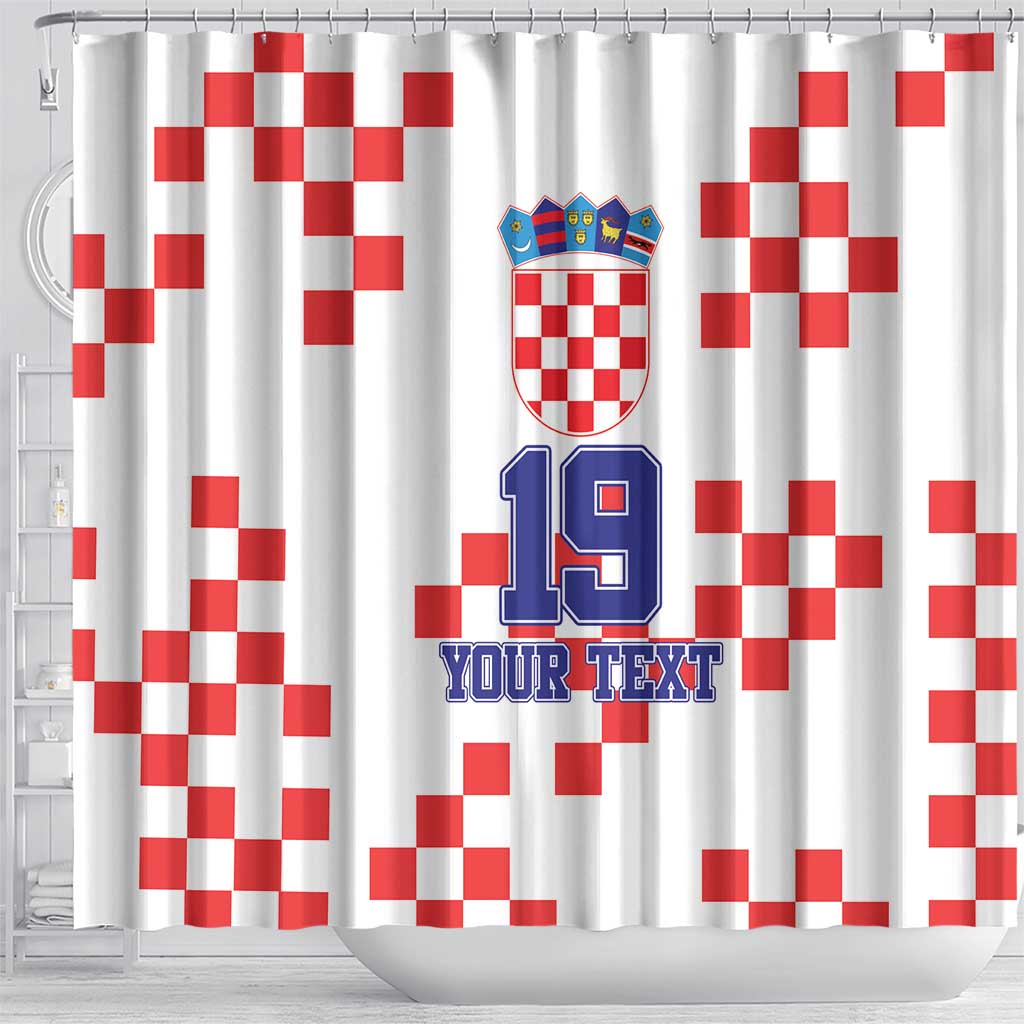 Custom Croatia National Heritage Shower Curtain Red and White Checkerboard Design - Wonder Print Shop