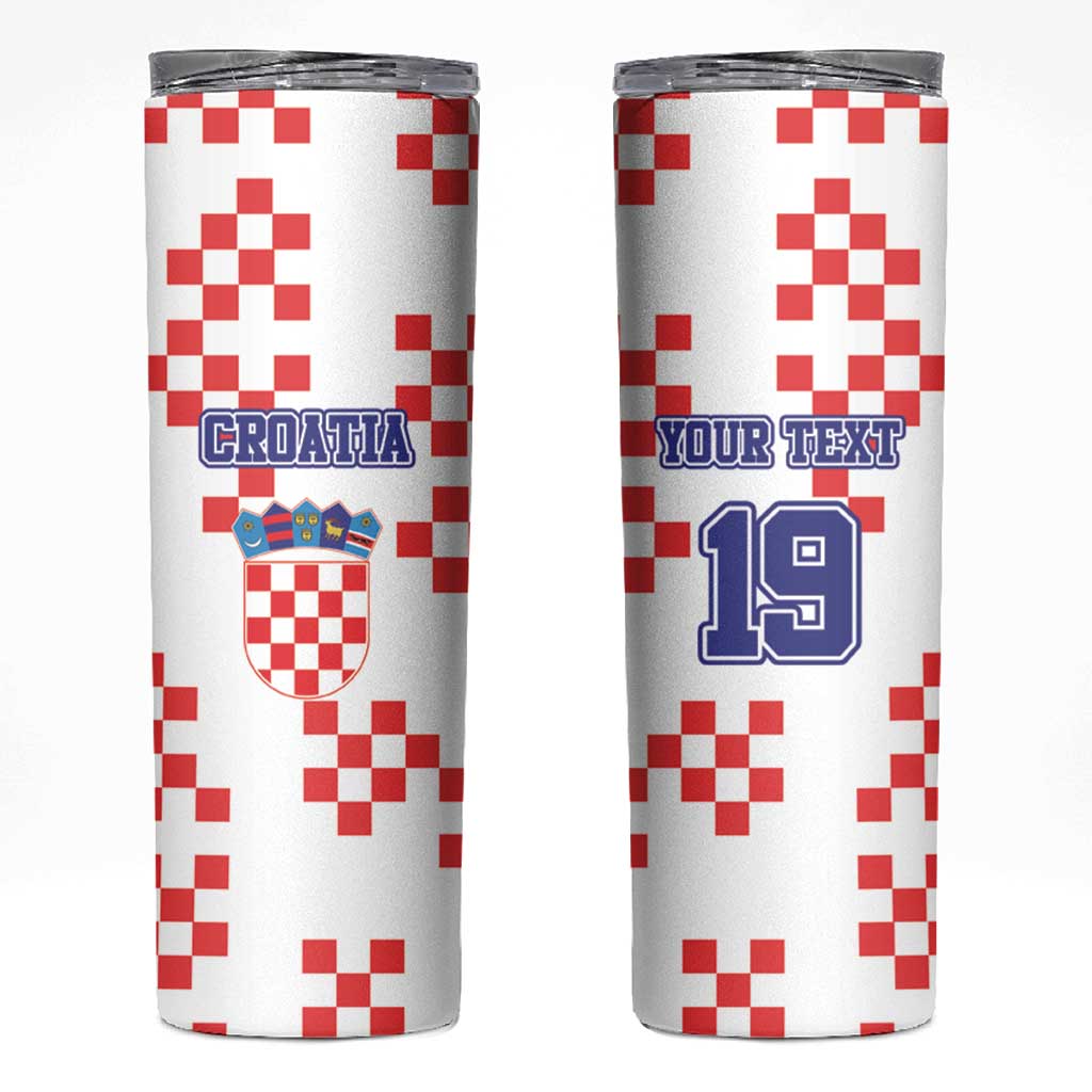 Custom Croatia National Heritage Skinny Tumbler Red and White Checkerboard Design - Wonder Print Shop