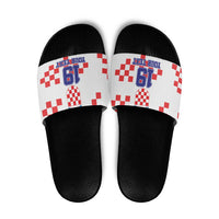 Custom Croatia National Heritage Slide Sandals Red and White Checkerboard Design - Wonder Print Shop