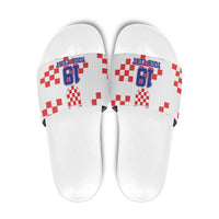 Custom Croatia National Heritage Slide Sandals Red and White Checkerboard Design - Wonder Print Shop