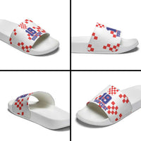 Custom Croatia National Heritage Slide Sandals Red and White Checkerboard Design - Wonder Print Shop