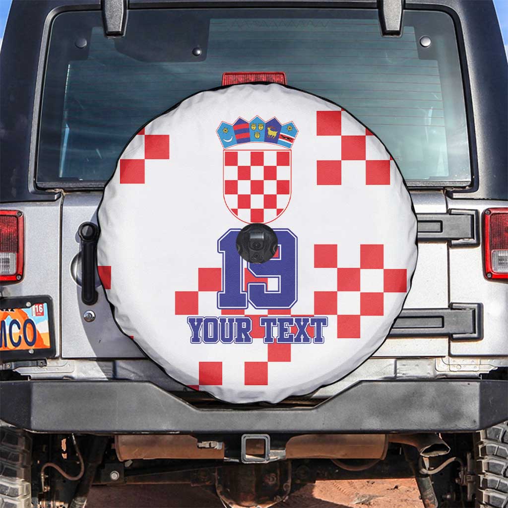 Custom Croatia National Heritage Spare Tire Cover Red and White Checkerboard Design - Wonder Print Shop