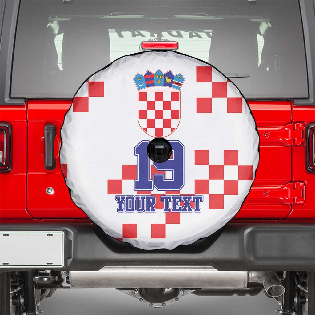 Custom Croatia National Heritage Spare Tire Cover Red and White Checkerboard Design - Wonder Print Shop