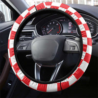 Croatia National Heritage Steering Wheel Cover Red and White Checkerboard Design - Wonder Print Shop
