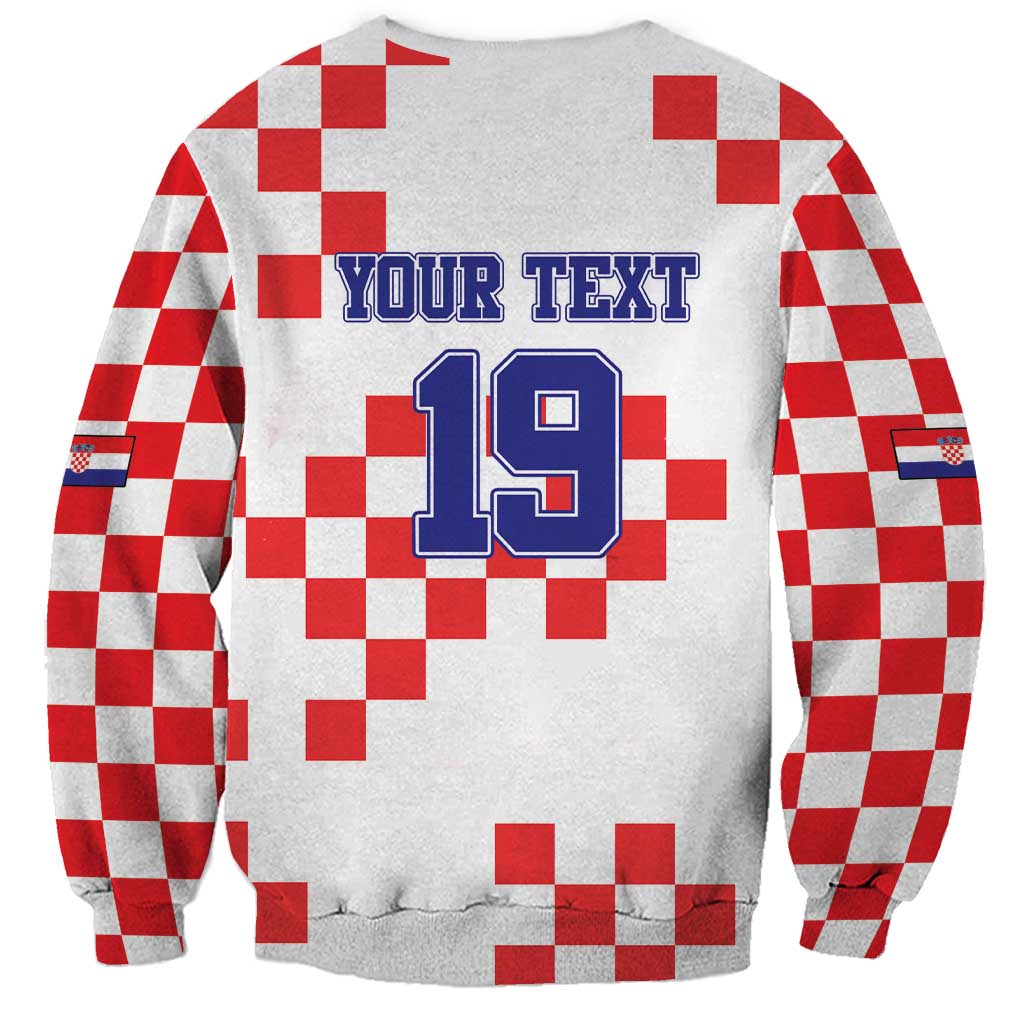 Custom Croatia National Heritage Sweatshirt Red and White Checkerboard Design - Wonder Print Shop