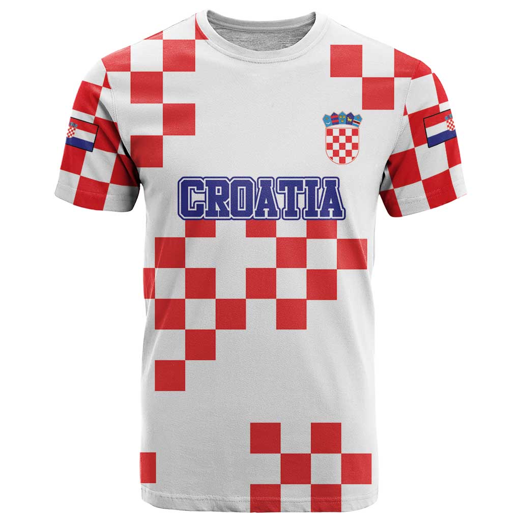 Custom Croatia National Heritage T Shirt Red and White Checkerboard Design - Wonder Print Shop