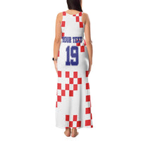 Custom Croatia National Heritage Tank Maxi Dress Red and White Checkerboard Design - Wonder Print Shop
