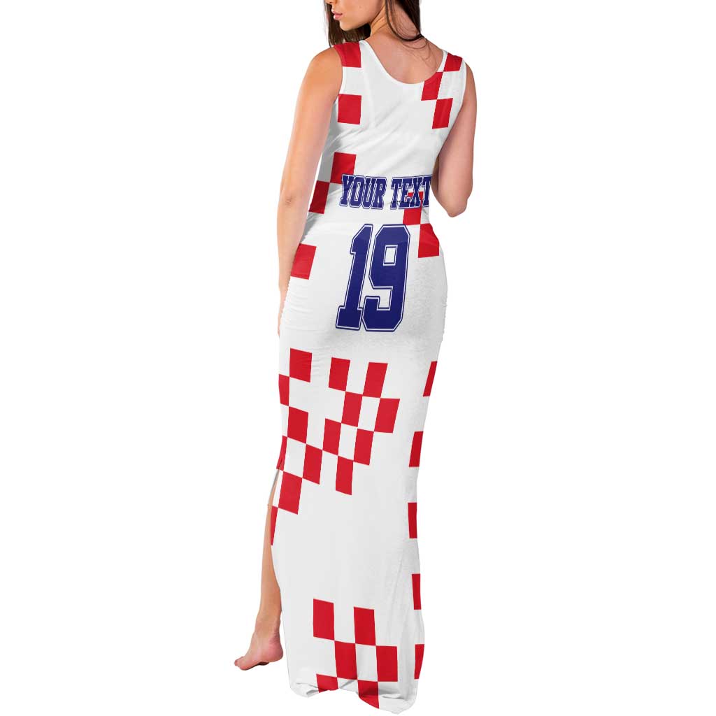 Custom Croatia National Heritage Tank Maxi Dress Red and White Checkerboard Design - Wonder Print Shop