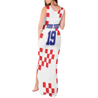 Custom Croatia National Heritage Tank Maxi Dress Red and White Checkerboard Design - Wonder Print Shop