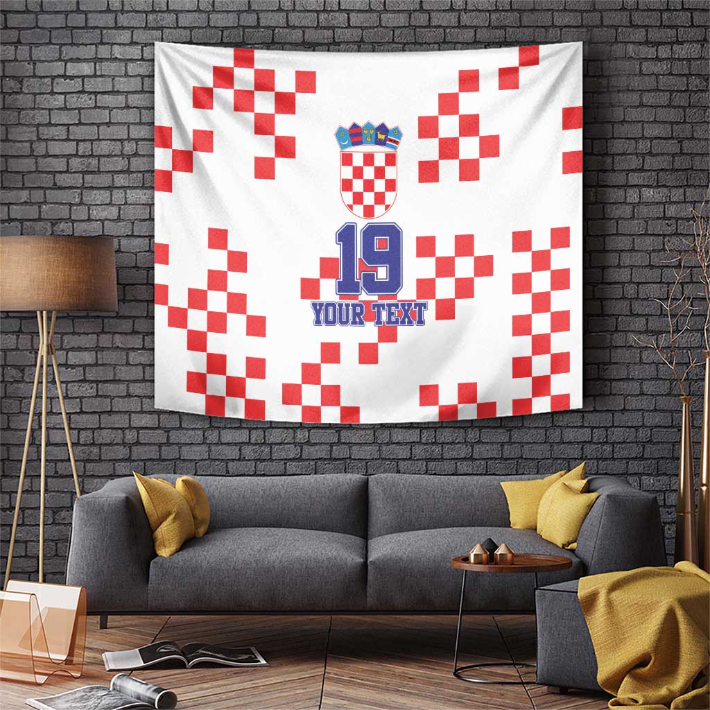 Custom Croatia National Heritage Tapestry Red and White Checkerboard Design - Wonder Print Shop