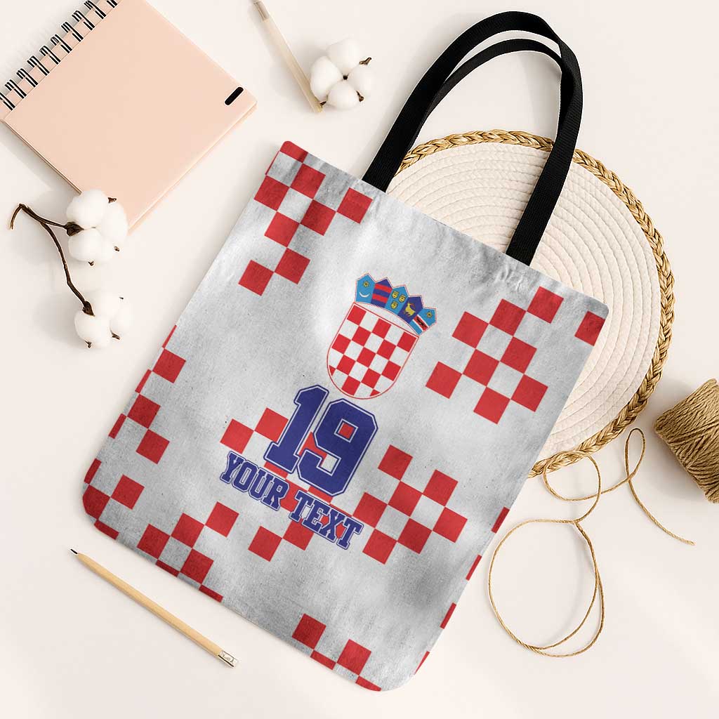 Custom Croatia National Heritage Tote Bag Red and White Checkerboard Design - Wonder Print Shop