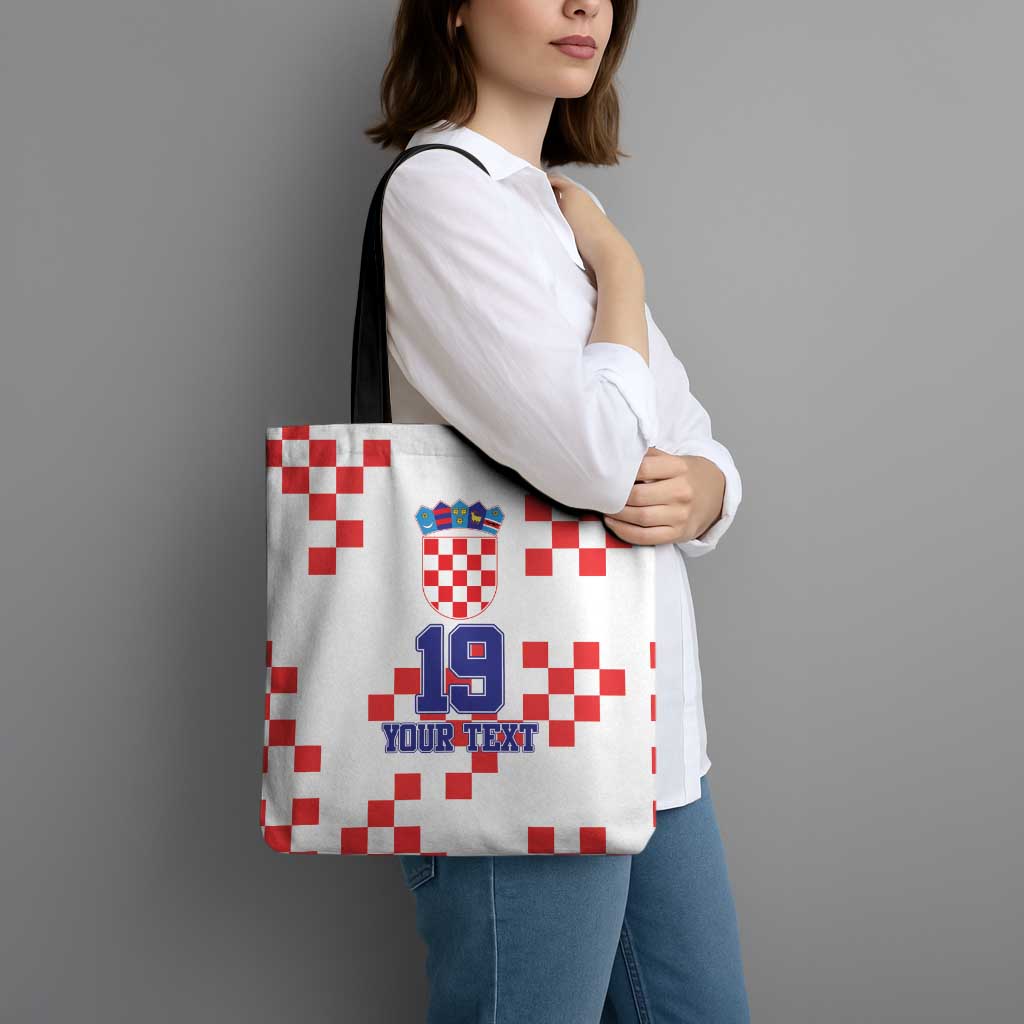 Custom Croatia National Heritage Tote Bag Red and White Checkerboard Design - Wonder Print Shop