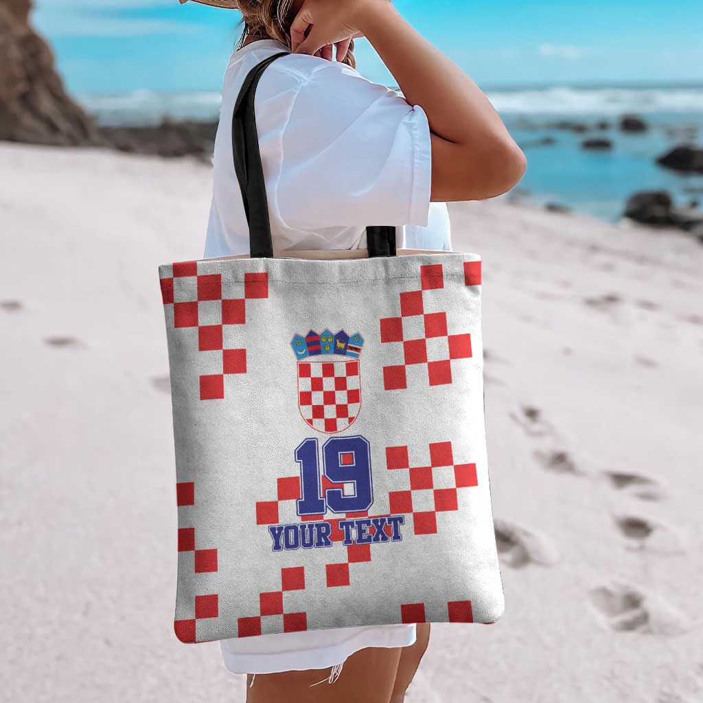Custom Croatia National Heritage Tote Bag Red and White Checkerboard Design - Wonder Print Shop