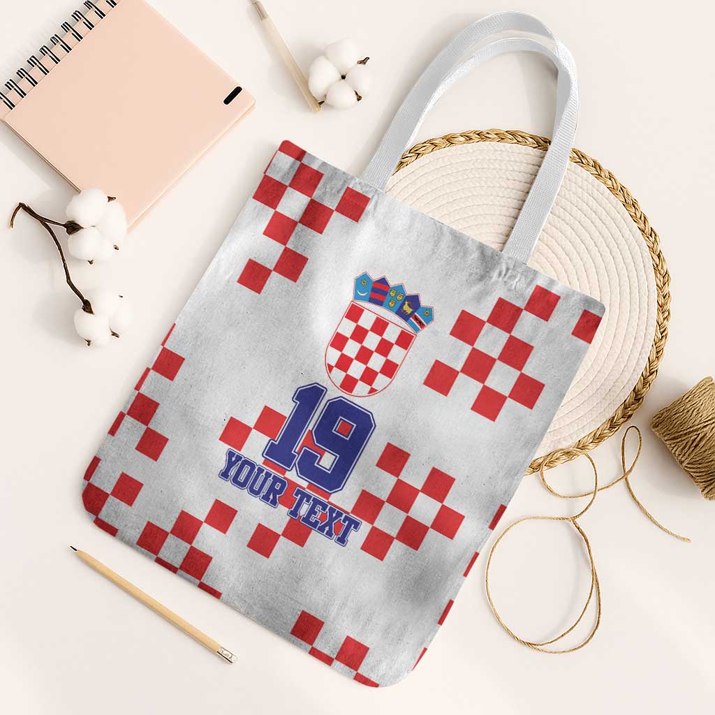 Custom Croatia National Heritage Tote Bag Red and White Checkerboard Design - Wonder Print Shop