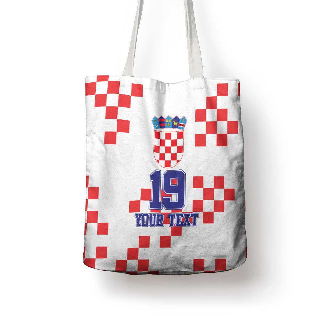 Custom Croatia National Heritage Tote Bag Red and White Checkerboard Design - Wonder Print Shop