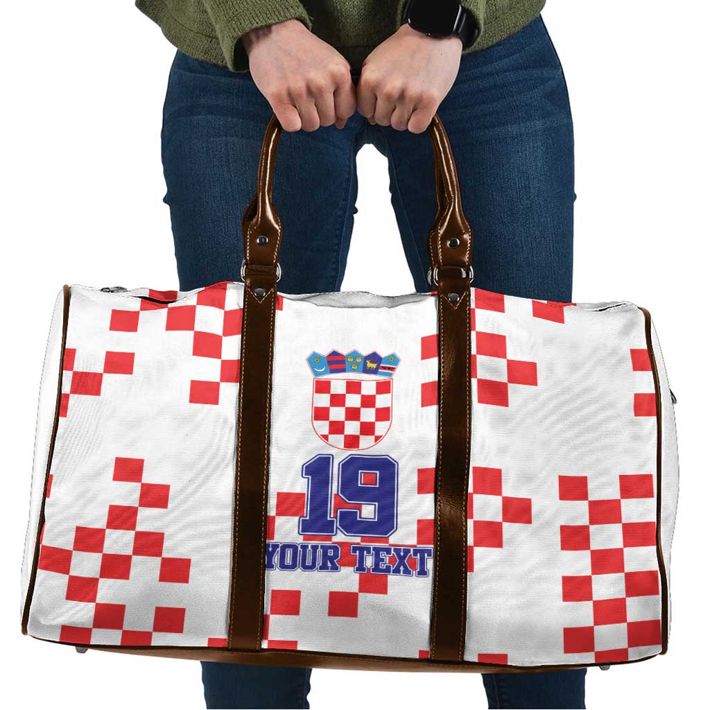 Custom Croatia National Heritage Travel Bag Red and White Checkerboard Design - Wonder Print Shop