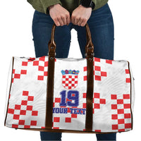 Custom Croatia National Heritage Travel Bag Red and White Checkerboard Design - Wonder Print Shop