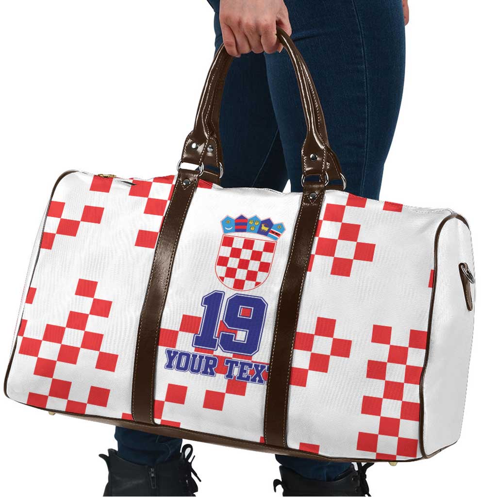 Custom Croatia National Heritage Travel Bag Red and White Checkerboard Design - Wonder Print Shop