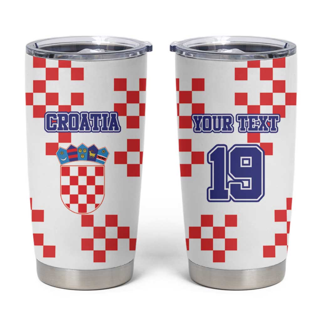 Custom Croatia National Heritage Tumbler Cup Red and White Checkerboard Design - Wonder Print Shop