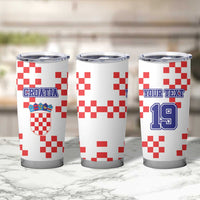 Custom Croatia National Heritage Tumbler Cup Red and White Checkerboard Design - Wonder Print Shop