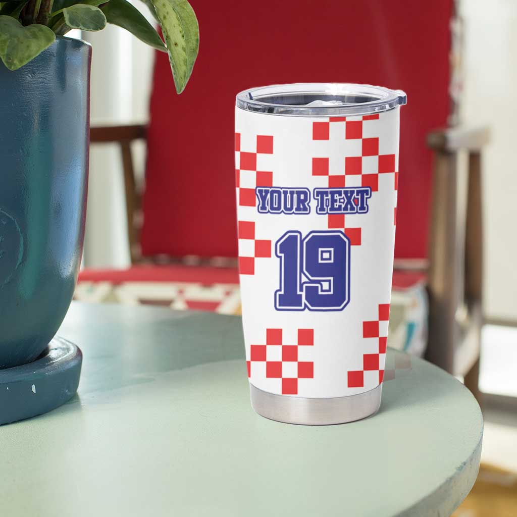 Custom Croatia National Heritage Tumbler Cup Red and White Checkerboard Design - Wonder Print Shop