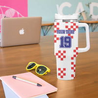 Custom Croatia National Heritage Tumbler With Handle Red and White Checkerboard Design - Wonder Print Shop
