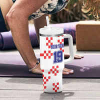 Custom Croatia National Heritage Tumbler With Handle Red and White Checkerboard Design - Wonder Print Shop